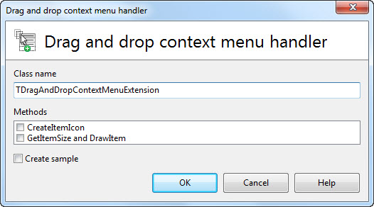 Методы обработчика Drag and drop context menu