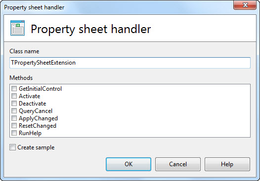 Методы обработчика Property sheet